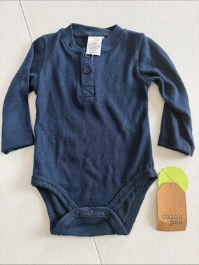 chick pea Navy Blue Long-Sleeve Baby One-Piece